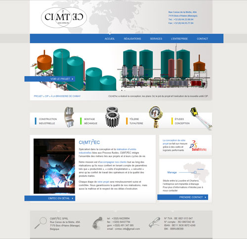 page d'accueil du site www.cimtec.be